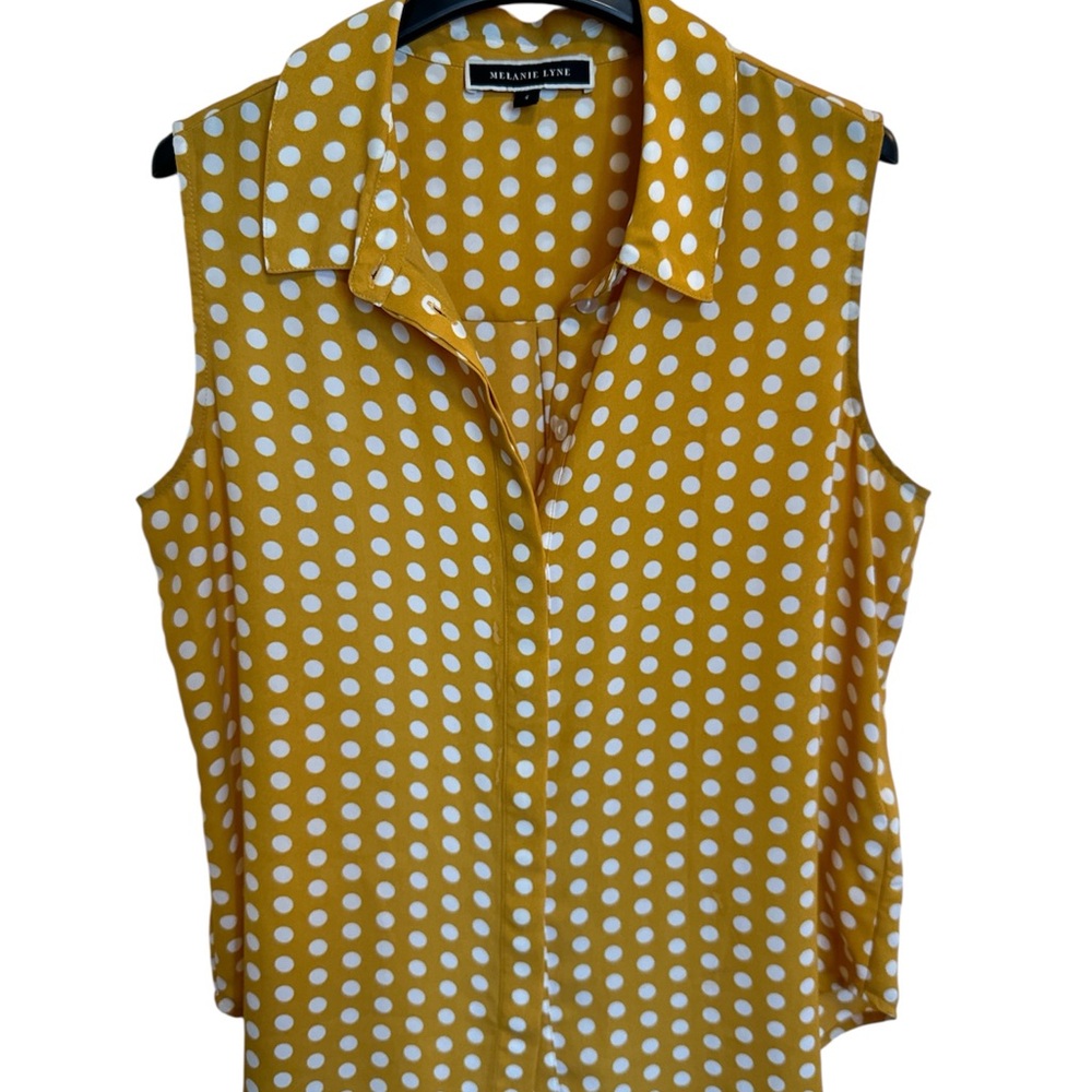 Melanie Lyne Yellow Polka Dot Women's Top
